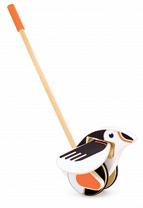 Каталка Пингвин с ручкой и крылышками (Мир Деревянных Игрушек, Д403)